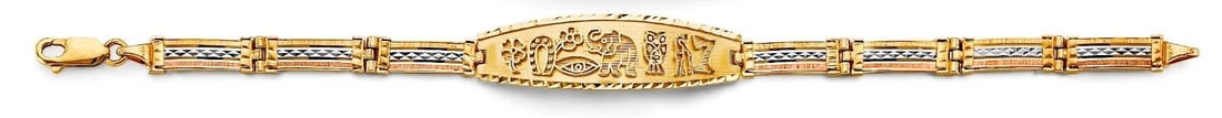 NEW 14K TRI COLOR GOLD LUCKY ID BRACELET: NEW 14K TRI COLOR GOLD LUCKY ID BRACELET LUCKY ID BRACELET NEW 14K TRI CLOLR GOLD LENGTH - 7.25in Apx WEIGHT - 11.1g
