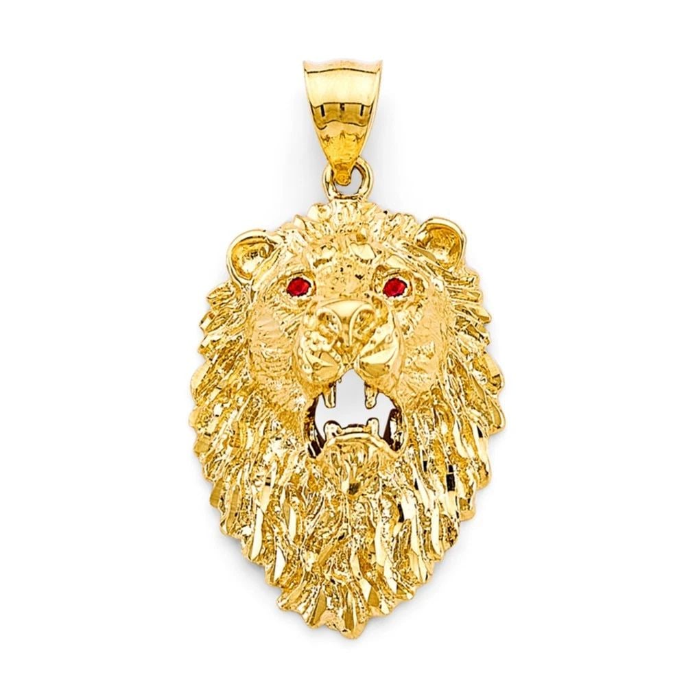 NEW 14K YELLOW GOLD LION FACE PENDANT (1 of 2)