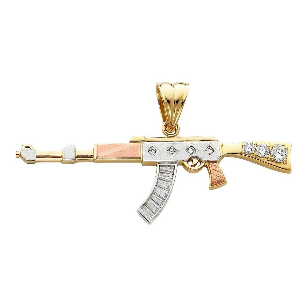 NEW 14K TRI COLOR GOLD RIFLE GUN PENDANT (1 of 2)
