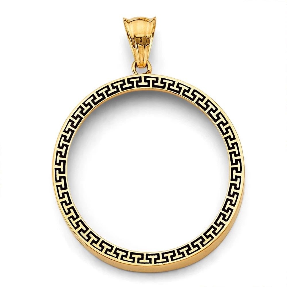 NEW 14K YELLOW GOLD GREEK COIN FRAME (50 PESOS) (1 of 2)
