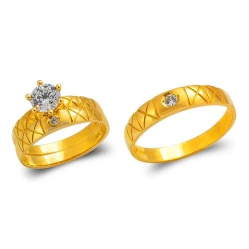 NEW 14K YELLOW GOLD WEDDING TRIO RING SET (1 of 2)
