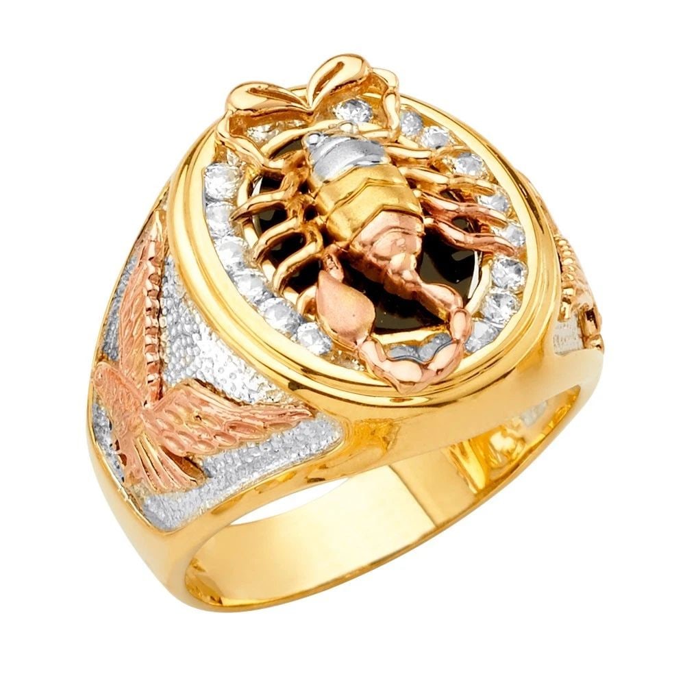 NEW 14K TRI COLOR GOLD SCORPION MEN'S RING - SIZE 10 (1 of 2)