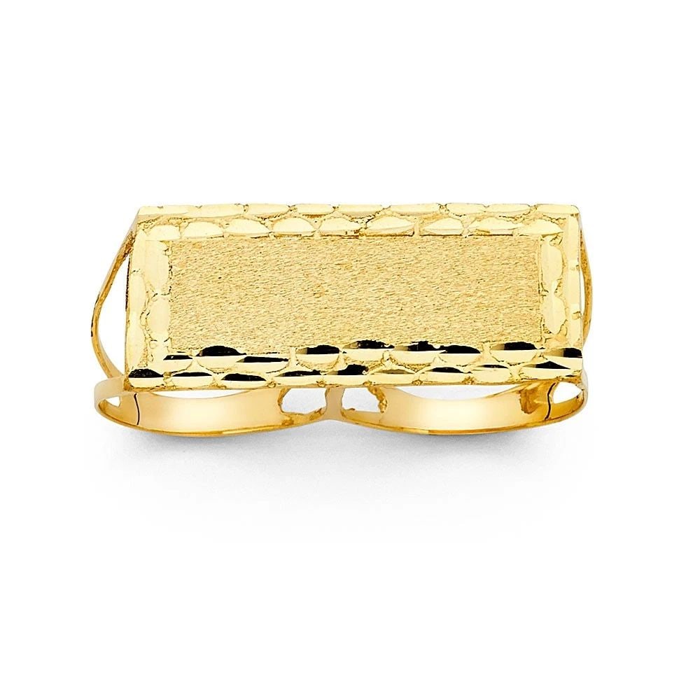 NEW 14K YELLOW GOLD 2 FINGER MEN'S RING - SIZE 10 (1 of 2)