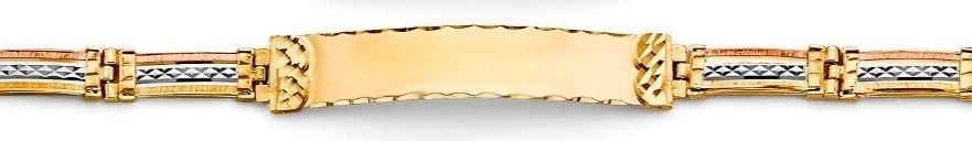 NEW 14K TRI COLOR GOLD PLAIN ID BRACELET: NEW 14K TRI COLOR GOLD PLAIN ID BRACELET PLAIN ID BRACELET NEW 14K TRI CLOLR GOLD LENGTH - 7.25in Apx WEIGHT - 10.7g
