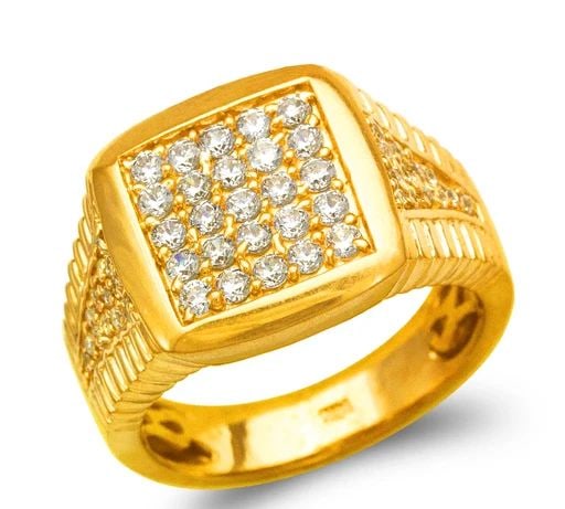 NEW 14K YELLOW GOLD MEN'S CLUSTER RING (1 of 2)