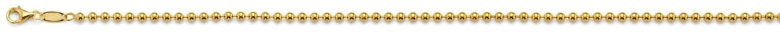 NEW 14K YELLOW GOLD 2.5MM PLAIN BALL CHAIN: 14K YELLOW GOLD 2.5MM PLAIN BALL CHAIN 2.5MM PLAIN BALL CHAIN NEW 14K YELLOW GOLD WIDTH: 2.5mm AVERAGE Apx WEIGHT: 7g