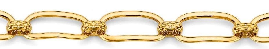 NEW 14K YELLOW GOLD FANCY LARGE OVAL BRACELET: NEW 14K YELLOW GOLD FANCY BRACELET FANCY BRACELET NEW 14K YELLOW GOLD LENGTH - 7.5in Apx WEIGHT - 10.5g