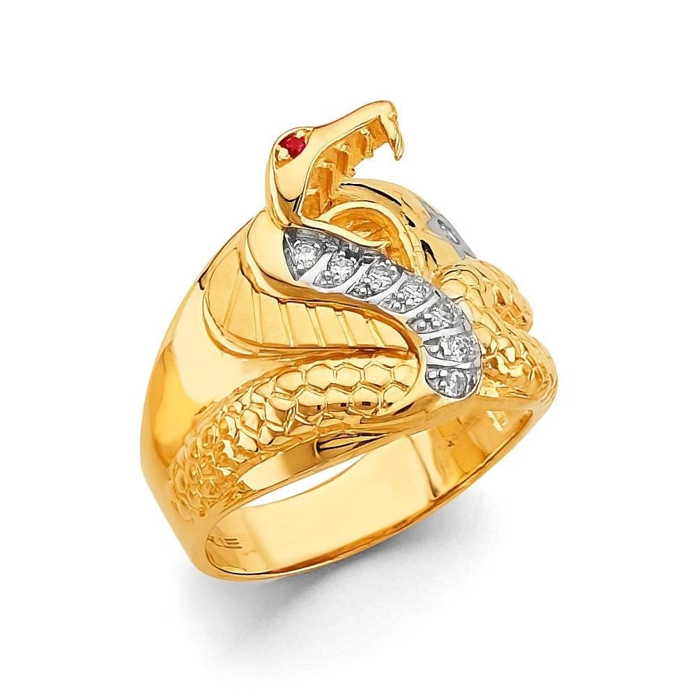 NEW 14K TWO TONE GOLD SNAKE MEN'S RING - SIZE 10 (1 of 2)