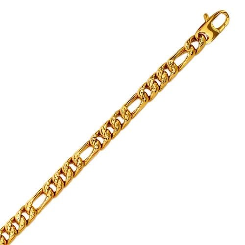 NEW 14K YELLOW GOLD HOLLOW FIGARO BRACELET: NEW 14K YELLOW GOLD HOLLOW FIGARO BRACELET HOLLOW FIGARO BRACELET NEW 14K YELLOW GOLD LENGTH: 8.5" inch AVERAGE Apx WEIGHT: 10.3g