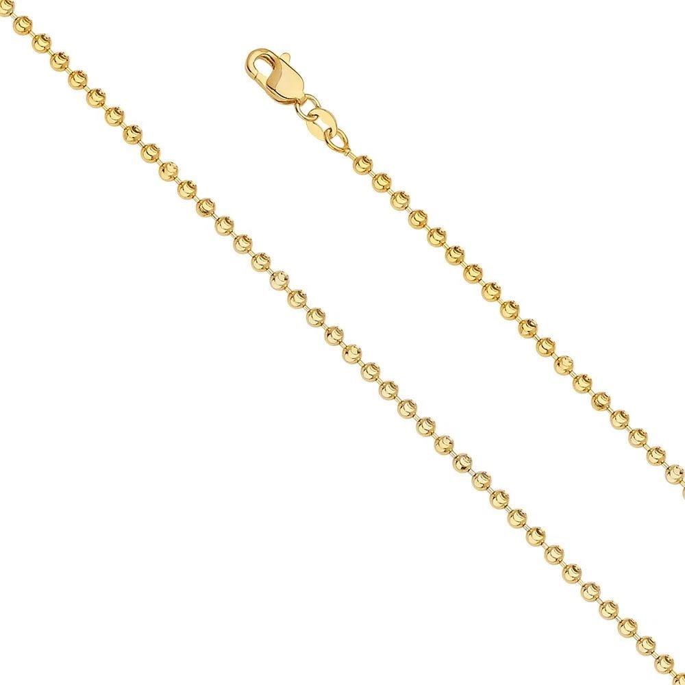 NEW 14K YELLOW GOLD 2.5MM MOON-CUT BEAD CHAIN: 14K YELLOW GOLD 2.5MM MOON-CUT BEAD CHAIN 2.5MM MOON-CUT BEAD CHAIN NEW 14K YELLOW GOLD WIDTH: 2.5mm AVERAGE Apx WEIGHT: 8.4g