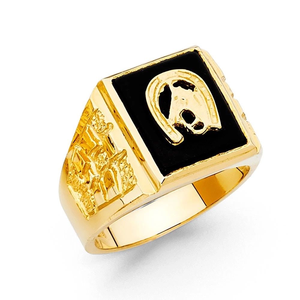 NEW 14K YELLOW GOLD ONYX MEN'S RING - SIZE 10 (1 of 2)