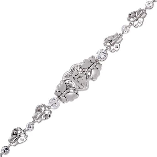 NEW 14K WHITE GOLD FANCY 15 ANOS BRACELET (1 of 2)
