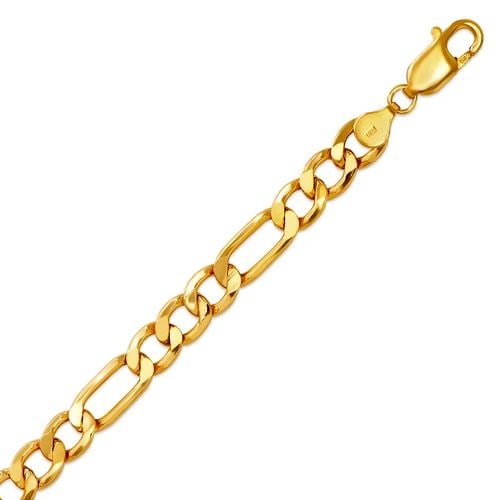 NEW 14K YELLOW GOLD HOLLOW FIGARO BRACELET: NEW 14K YELLOW GOLD HOLLOW FIGARO BRACELET HOLLOW FIGARO BRACELET NEW 14K YELLOW GOLD LENGTH: 8" inch AVERAGE Apx WEIGHT: 9.9g