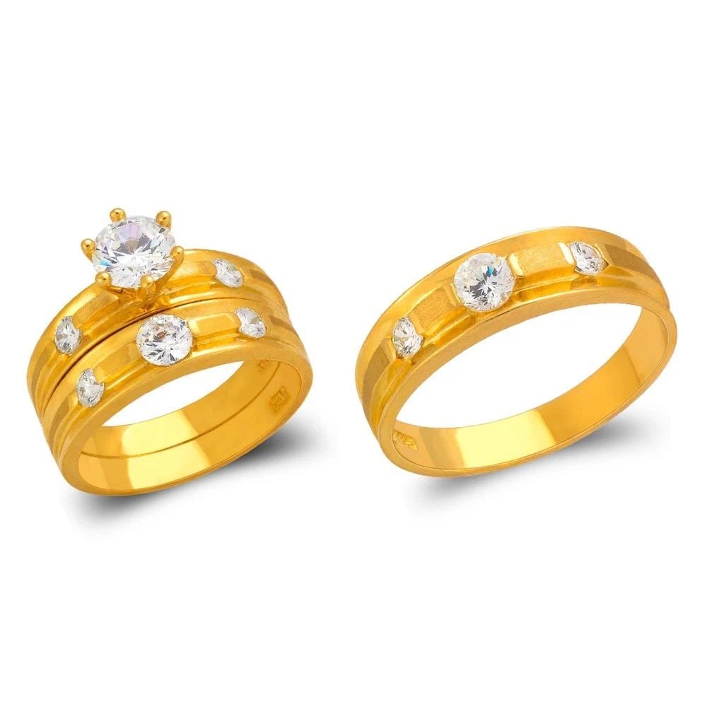 NEW 14K YELLOW GOLD WEDDING TRIO RING SET (1 of 2)