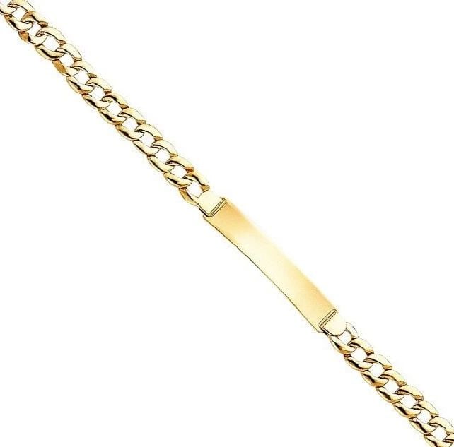 NEW 14K YELLOW GOLD STAMP CURB LINK ID BRACELET: NEW 14K YELLOW GOLD STAMP CUBAN LINK ID BRACELET STAMP CUBAN LINK ID BRACELET NEW 14K YELLOW GOLD LENGTH - 8in Apx WEIGHT - 9.8g