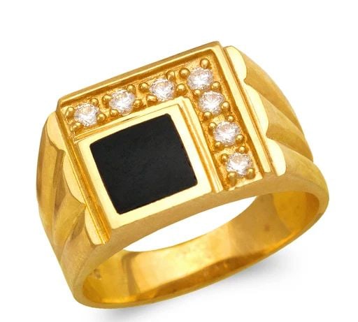 NEW 14K YELLOW GOLD MEN'S FULL CUT ONYX RING (1 of 2)
