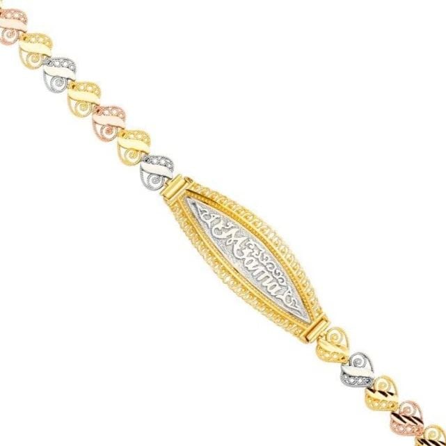 NEW 14K TRI COLOR GOLD MAMA ID BRACELET (1 of 2)
