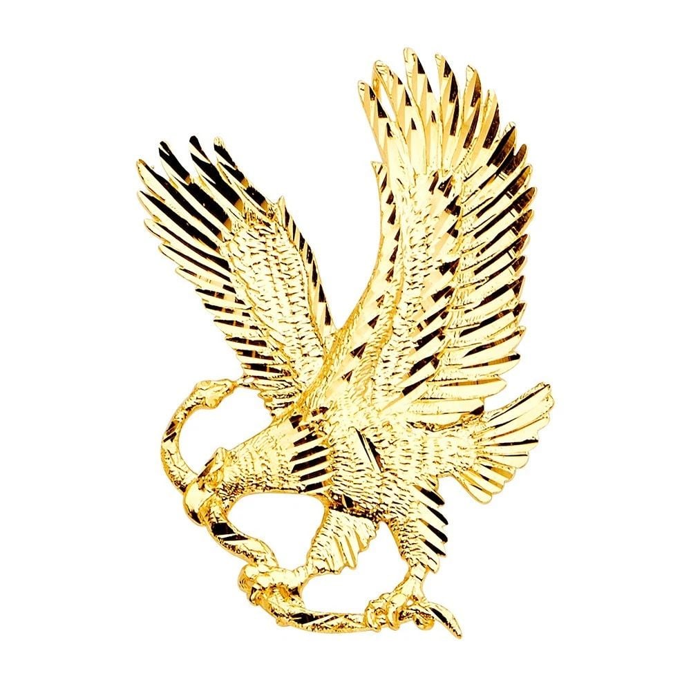 NEW 14K YELLOW GOLD EAGLE PENDANT: NEW 14K YELLOW GOLD EAGLE PENDANT EAGLE PENDANT NEW 14K YELLOW GOLD Height : 56 mm Width : 40 mm Apx. WEIGHT : 9.5g