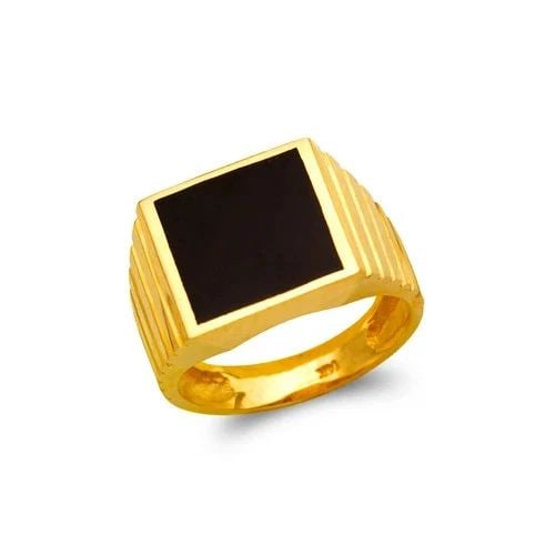 NEW 14K YELLOW GOLD MEN'S FULL CUT ONYX RING: NEW 14K YELLOW GOLD MEN'S FULL CUT ONYX RING MEN'S FULL CUT ONYX RING NEW 14K YELLOW GOLD SIZE Apx: 13mm Apx WEIGHT: 9.5g