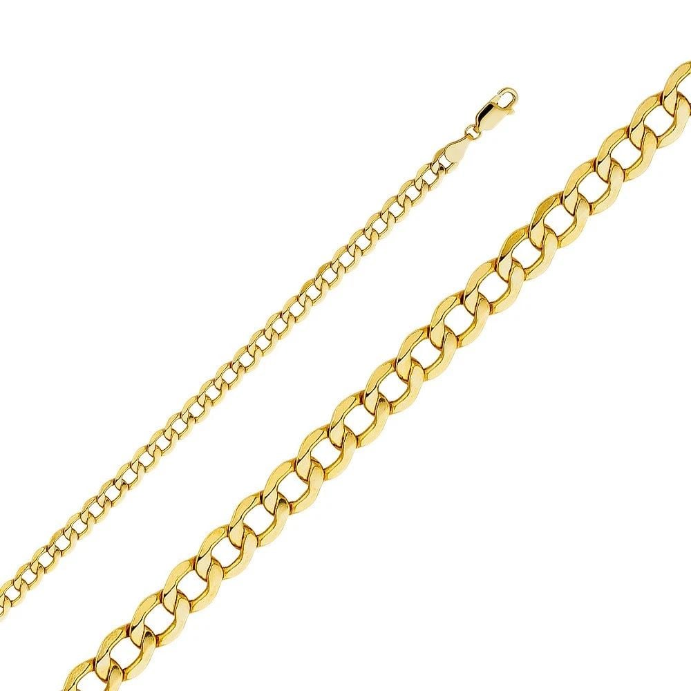 NEW 14K YELLOW GOLD 120(4.9MM) HOLLOW CURB CHAIN: 14K YELLOW GOLD 120(4.9MM) HOLLOW CURB CHAIN 120(4.9MM) HOLLOW CURB CHAIN NEW 14K YELLOW GOLD WIDTH: 4.9mm AVERAGE Apx WEIGHT: 8.2g