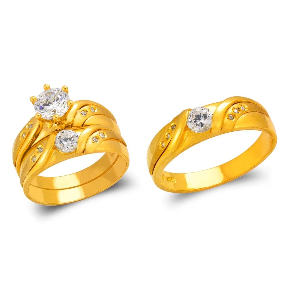 NEW 14K YELLOW GOLD WEDDING TRIO RING SET (1 of 2)