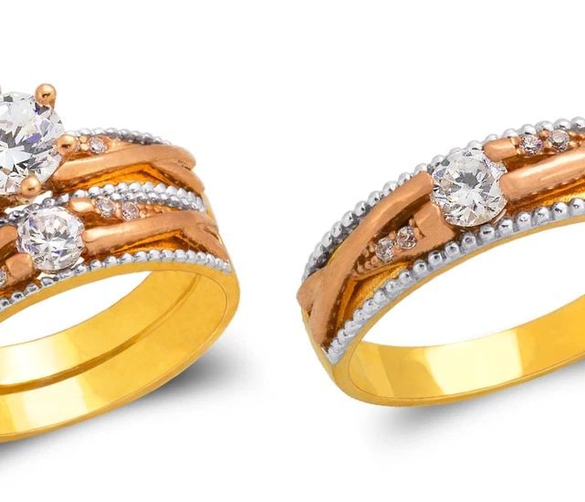 NEW 14K TRICOLOR GOLD TRICOLOR WEDDING TRIO RING SET: NEW 14K TRICOLOR GOLD TRICOLOR WEDDING TRIO RING SET TRICOLOR WEDDING TRIO RING SET NEW 14K TRICOLOR GOLD SIZE Apx: 6mm Apx. WEIGHT: 9.3g
