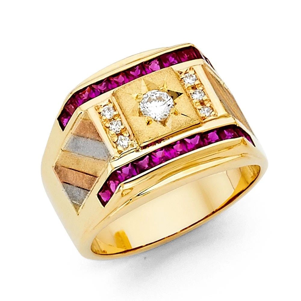 NEW 14K YELLOW GOLD MEN'S RING WITH RUBY - SIZE 10 (1 of 2)