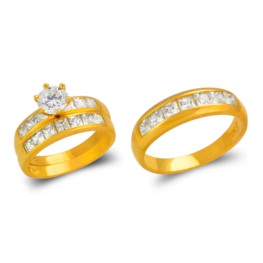 NEW 14K YELLOW GOLD WEDDING TRIO RING SET (1 of 2)
