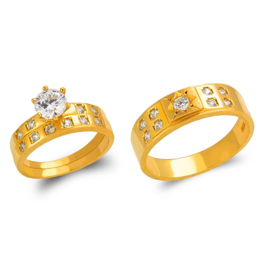 NEW 14K YELLOW GOLD WEDDING TRIO RING SET (1 of 2)