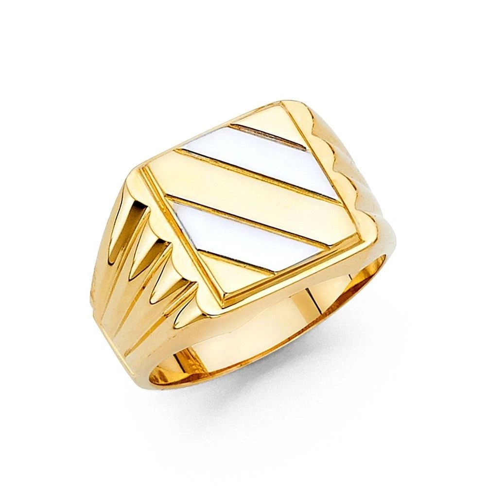 NEW 14K TWO TONE GOLD MEN'S RING - SIZE 10: NEW 14K TWO TONE GOLD MEN'S RING MEN'S RING NEW 14K TWO TONE GOLD WIDTH : 13 mm WEIGHT : 9.2g
