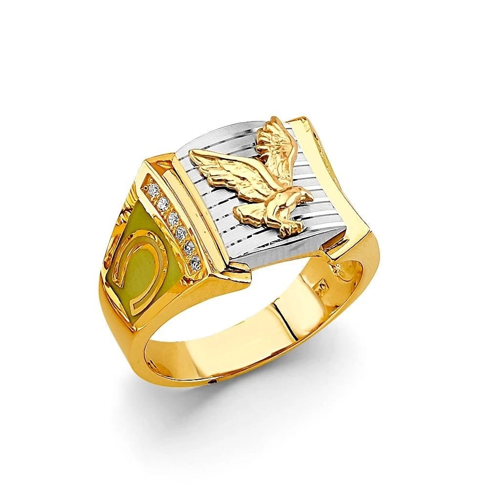 NEW 14K TWO TONE GOLD EAGLE MEN'S RING - SIZE 10 (1 of 2)