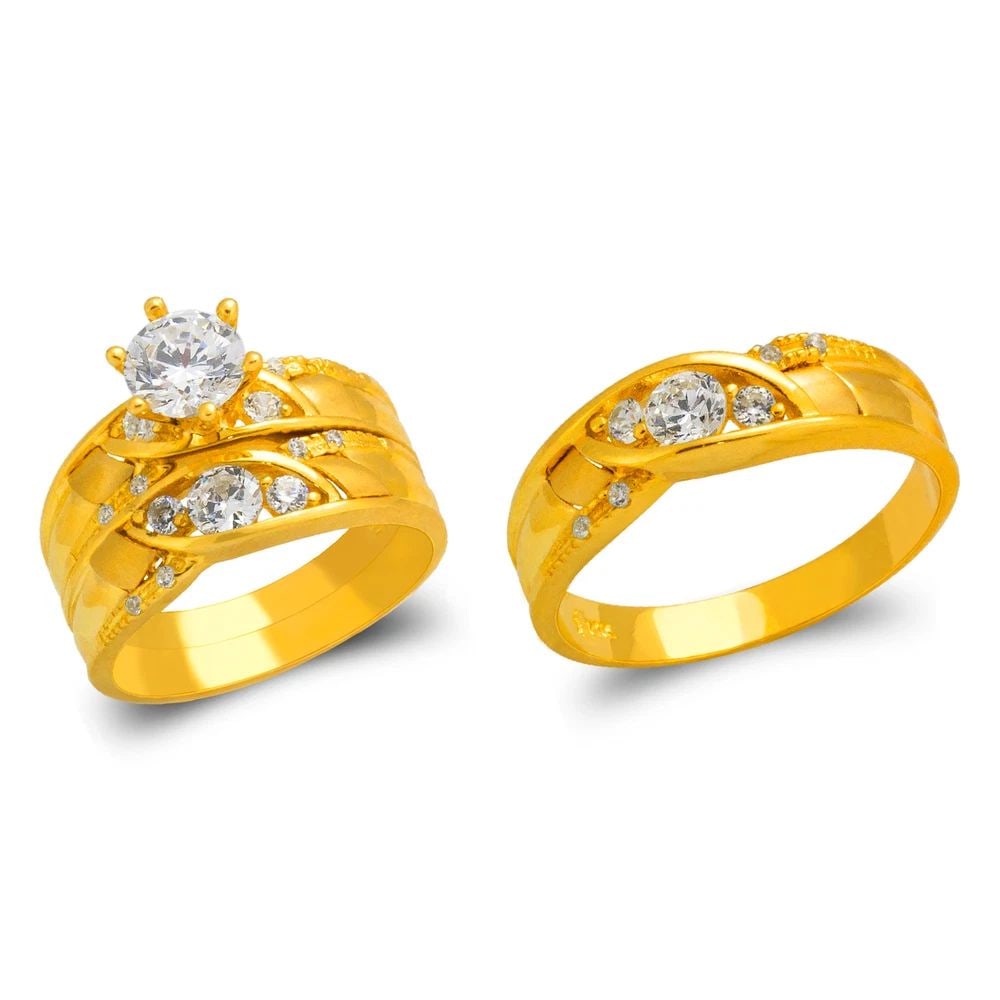 NEW 14K YELLOW GOLD WEDDING TRIO RING SET: NEW 14K YELLOW GOLD WEDDING TRIO RING SET WEDDING TRIO RING SET NEW 14K YELLOW GOLD Apx. SIZE: 6mm Apx. WEIGHT: 9.1g