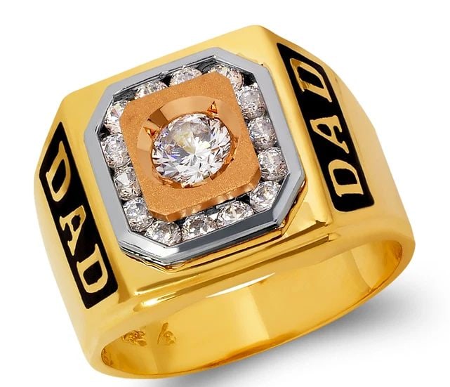 NEW 14K TRICOLOR GOLD MEN'S FANCY DAD RING (1 of 2)