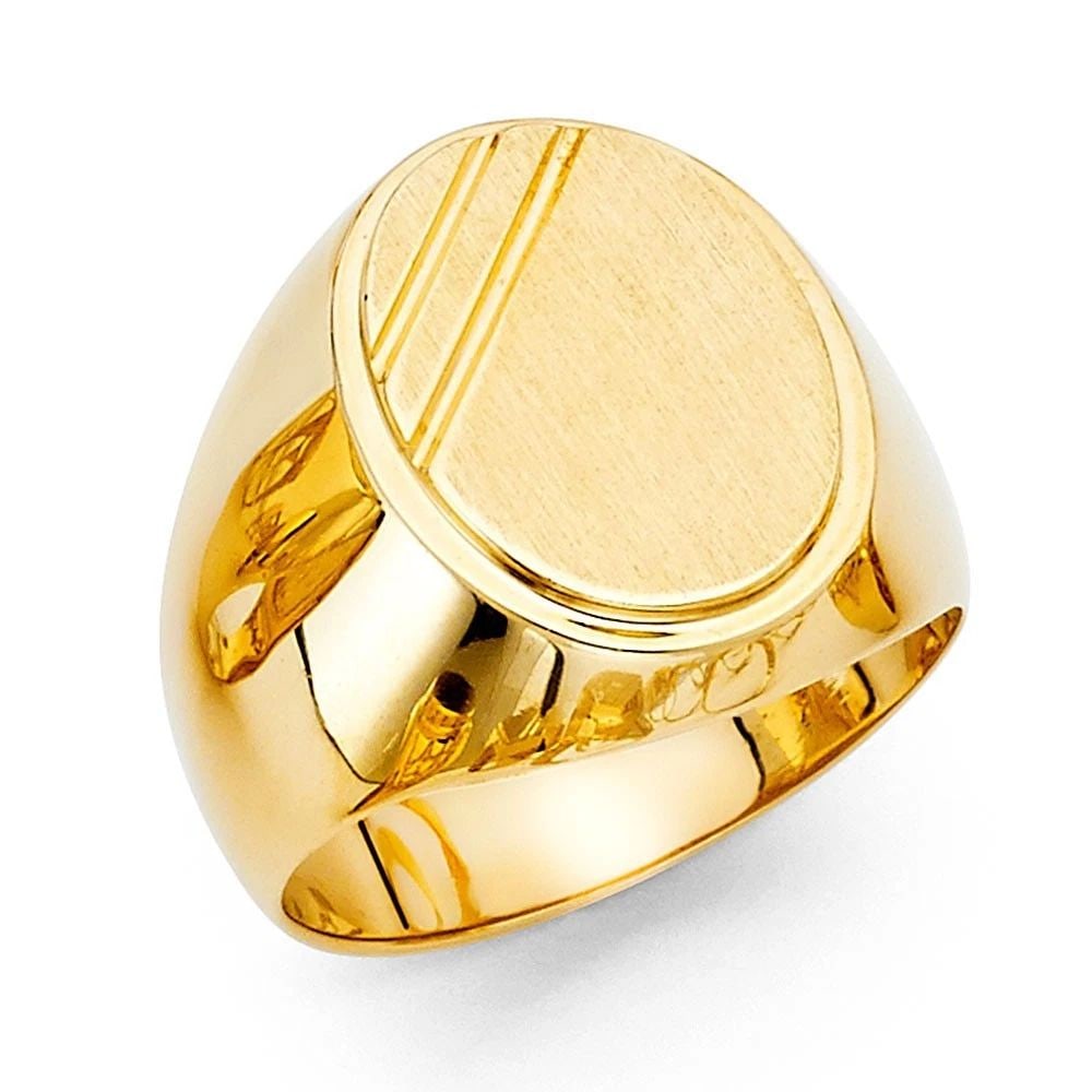 NEW 14K YELLOW GOLD MEN'S SIGNET RING - SIZE 10 (1 of 2)