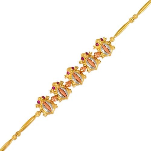NEW 14K TRICOLOR GOLD FANCY FROG BRACELET (1 of 2)