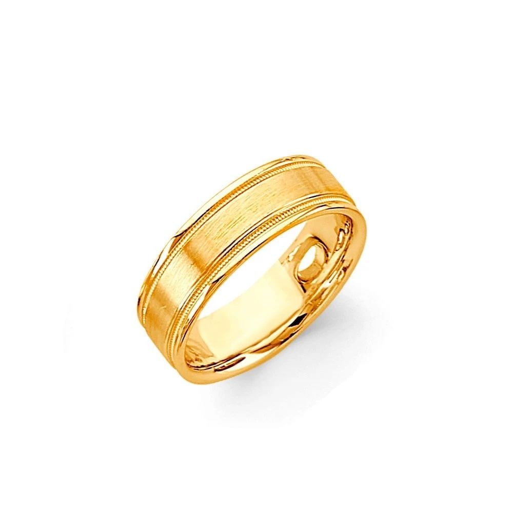 NEW 14K YELLOW GOLD 6MM BRUSHED WEDDING BAND - SIZE 5-12 (1 of 2)