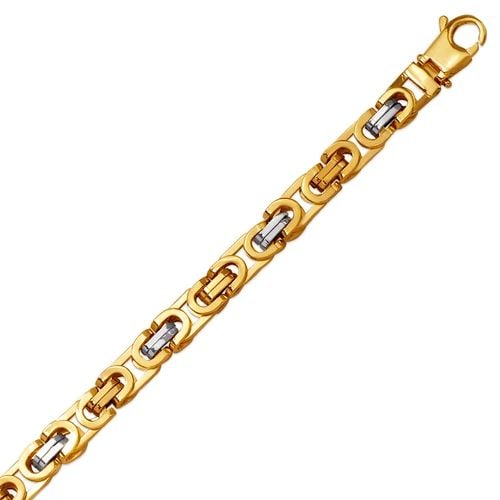 NEW 14K TWO TONE GOLD HOLLOW BYZANTINE BRACELET (1 of 2)