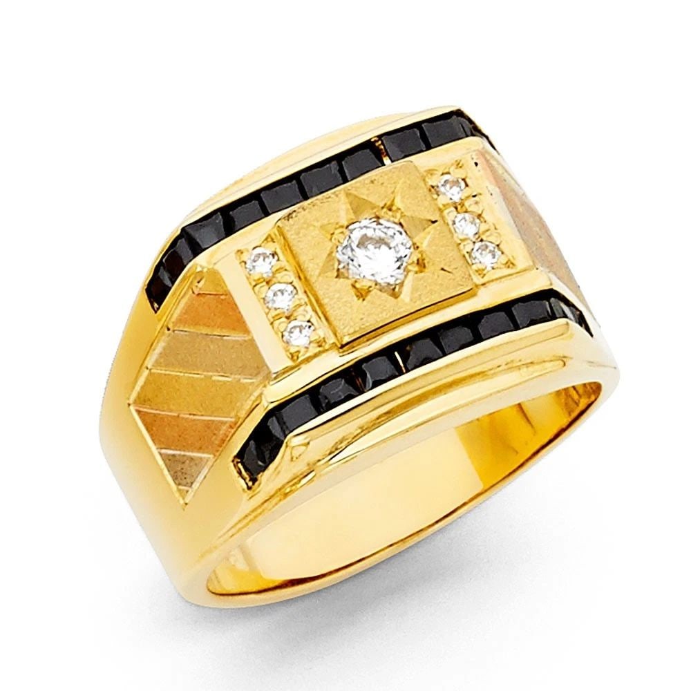 NEW 14K YELLOW GOLD MEN'S RING WITH SAPPHIRE - SIZE 10 (1 of 2)