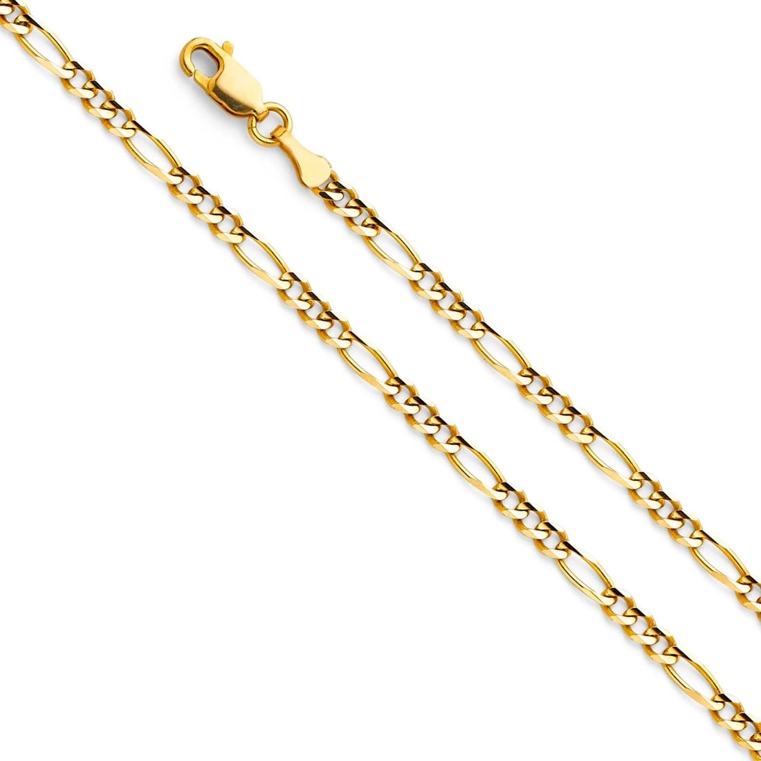 NEW 14K YELLOW GOLD FIGARO 3+1 080 CONCAVE CHAIN (1 of 2)