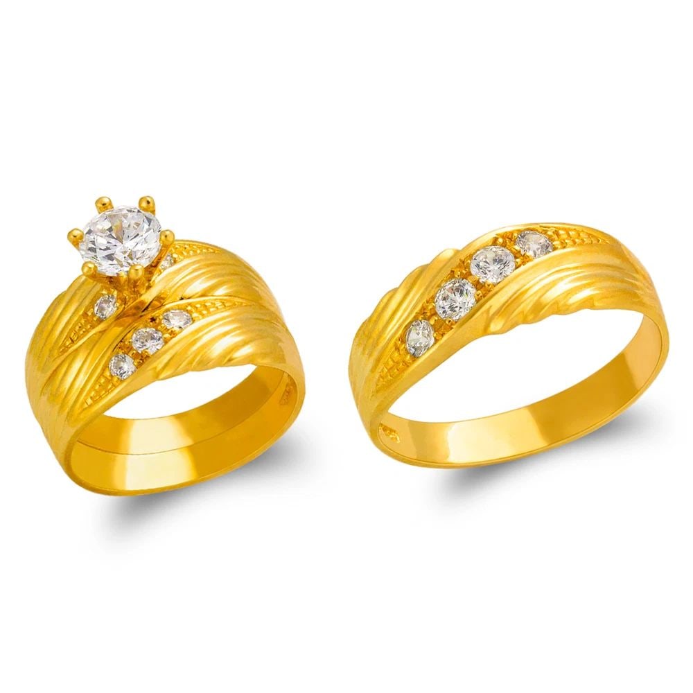 NEW 14K YELLOW GOLD WEDDING TRIO RING SET (1 of 2)