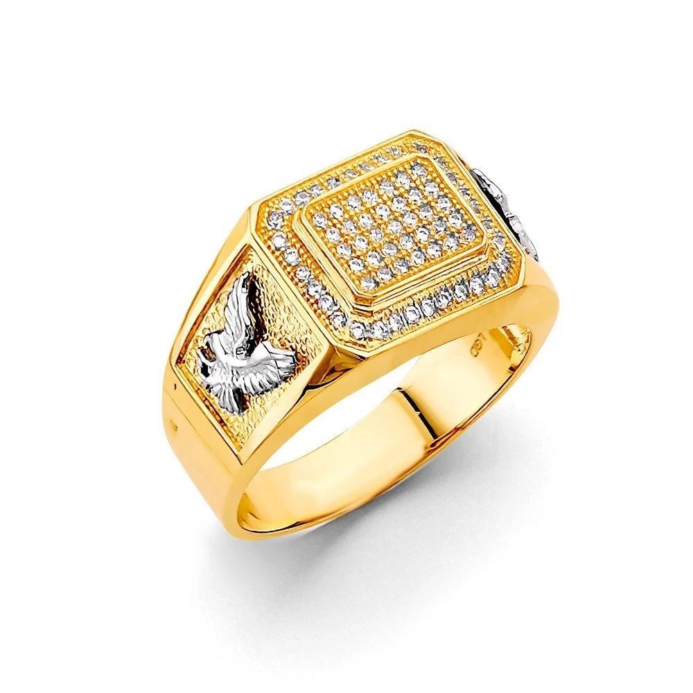 NEW 14K TWO TONE GOLD MEN'S RING - SIZE 10: NEW 14K TWO TONE GOLD MEN'S CZ RING MEN'S CZ RING NEW 14K TWO TONE GOLD WIDTH : WEIGHT : 8.7g
