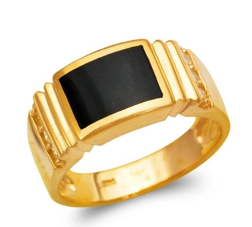 NEW 14K YELLOW GOLD MEN'S FULL CUT ONYX RING: NEW 14K YELLOW GOLD MEN'S FULL CUT ONYX RING MEN'S FULL CUT ONYX RING NEW 14K YELLOW GOLD SIZE Apx: 10mm Apx WEIGHT: 8.4g