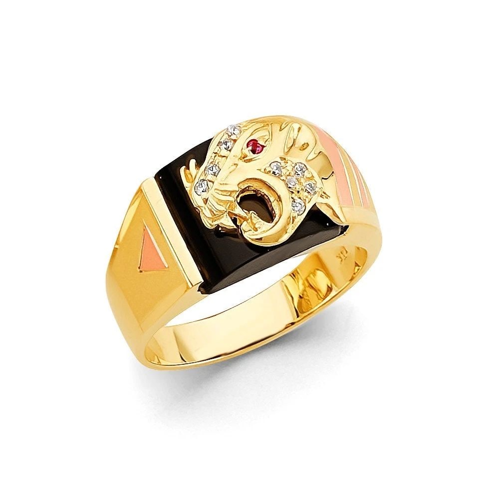 NEW 14K TRI COLOR GOLD PANTHER MEN'S RING - SIZE 10 (1 of 2)