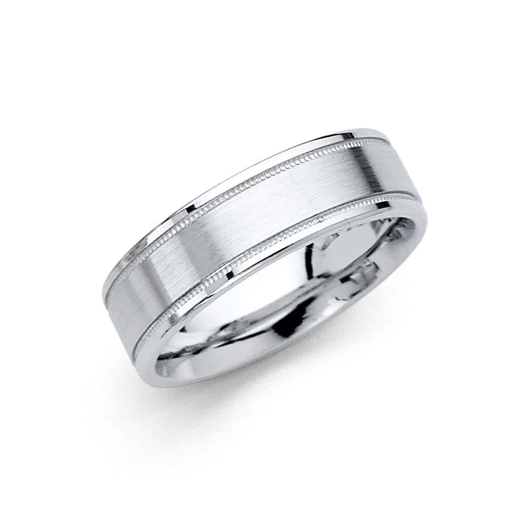 NEW 14K WHITE GOLD 6MM BRUSHED WEDDING BAND - SIZE 5-12 (1 of 2)
