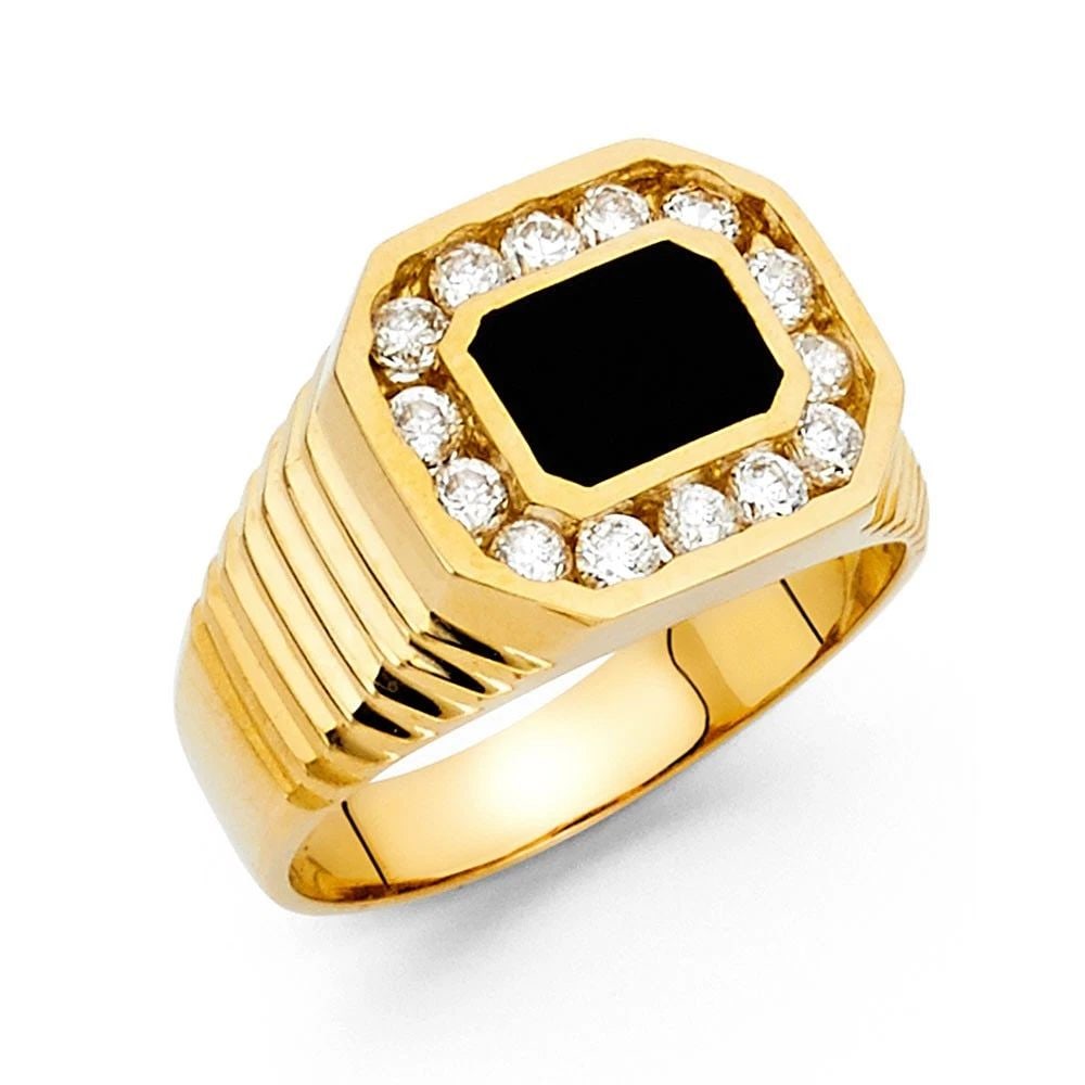 NEW 14K YELLOW GOLD ONYX MEN'S RING - SIZE 10: NEW 14K YELLOW GOLD ONYX MEN'S RING ONYX MEN'S RING NEW 14K YELLOW GOLD WIDTH : 13 mm WEIGHT : 8.3g