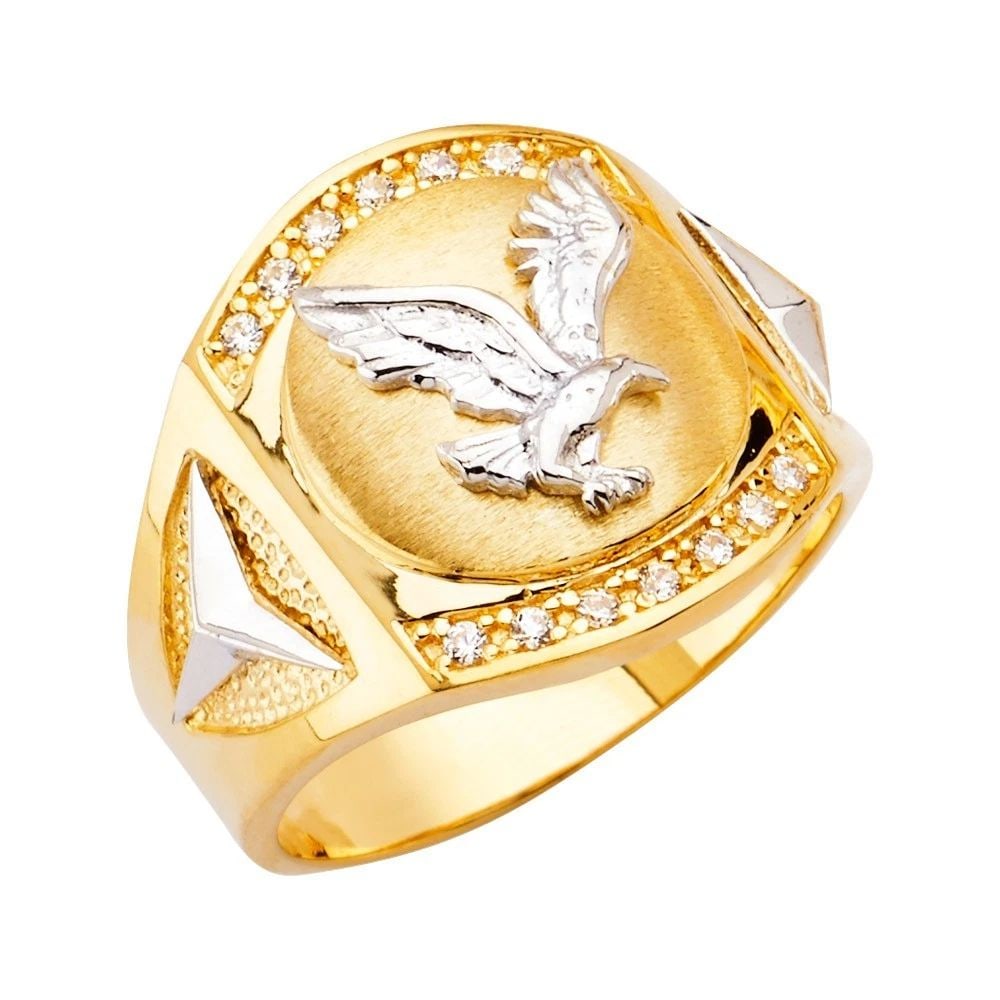 NEW 14K TWO TONE GOLD EAGLE MEN'S RING - SIZE 10: NEW 14K TWO TONE GOLD EAGLE MEN'S RING EAGLE MEN'S RING NEW 14K TWO TONE GOLD WIDTH : WEIGHT : 8.2g