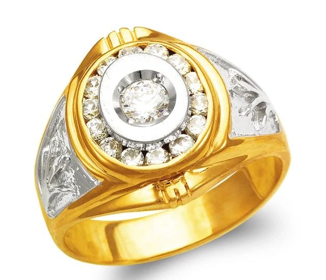 NEW 14K TWO TONE GOLD MEN'S FANCY RING (1 of 2)