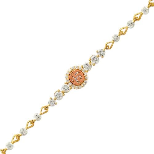 NEW 14K TWO TONE GOLD FANCY 15 ANOS BRACELET (1 of 2)
