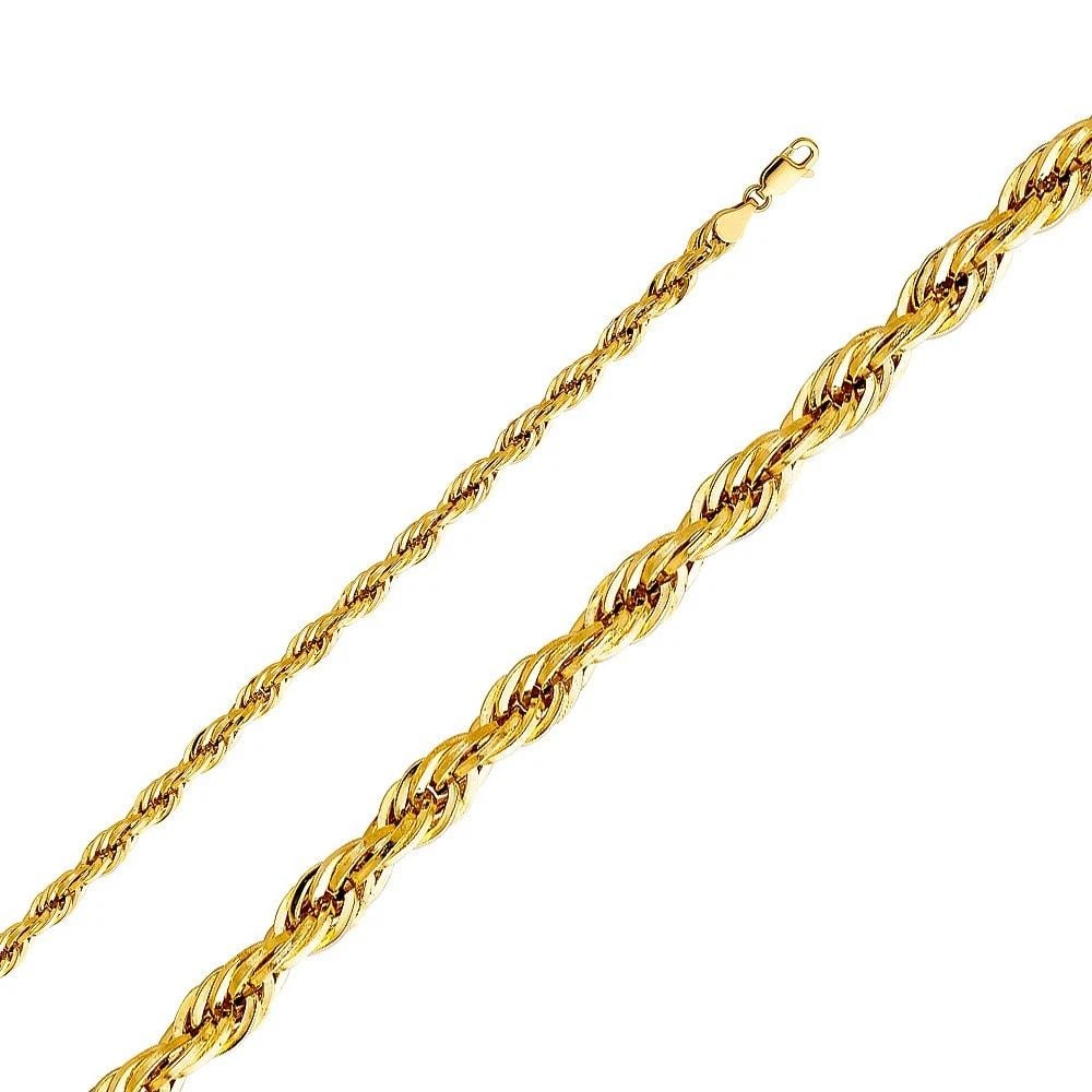 NEW 14K YELLOW GOLD 5MM EXTRA LIGHT HOLLOW DC ROPE CHAIN (1 of 2)