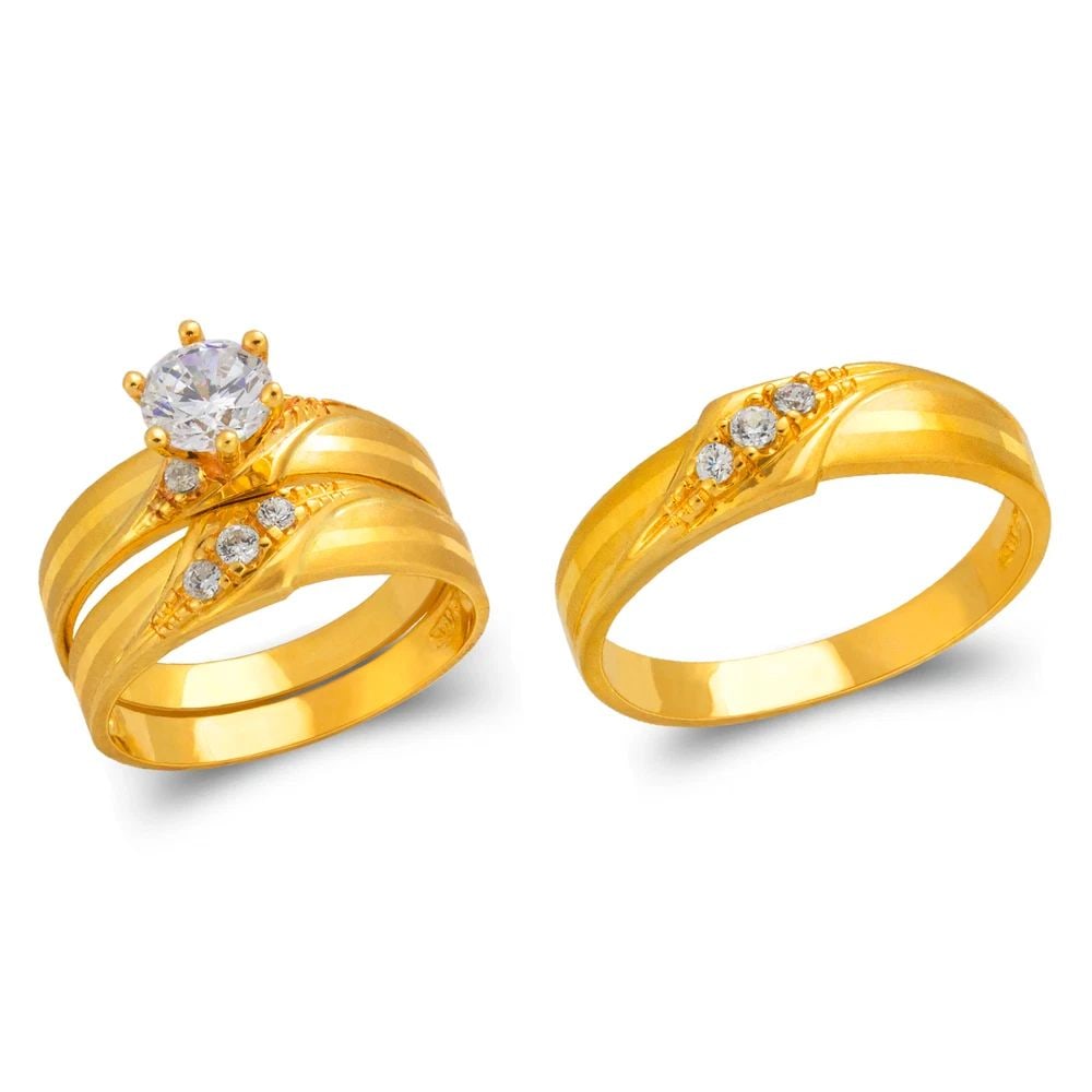 NEW 14K YELLOW GOLD WEDDING TRIO RING SET (1 of 2)